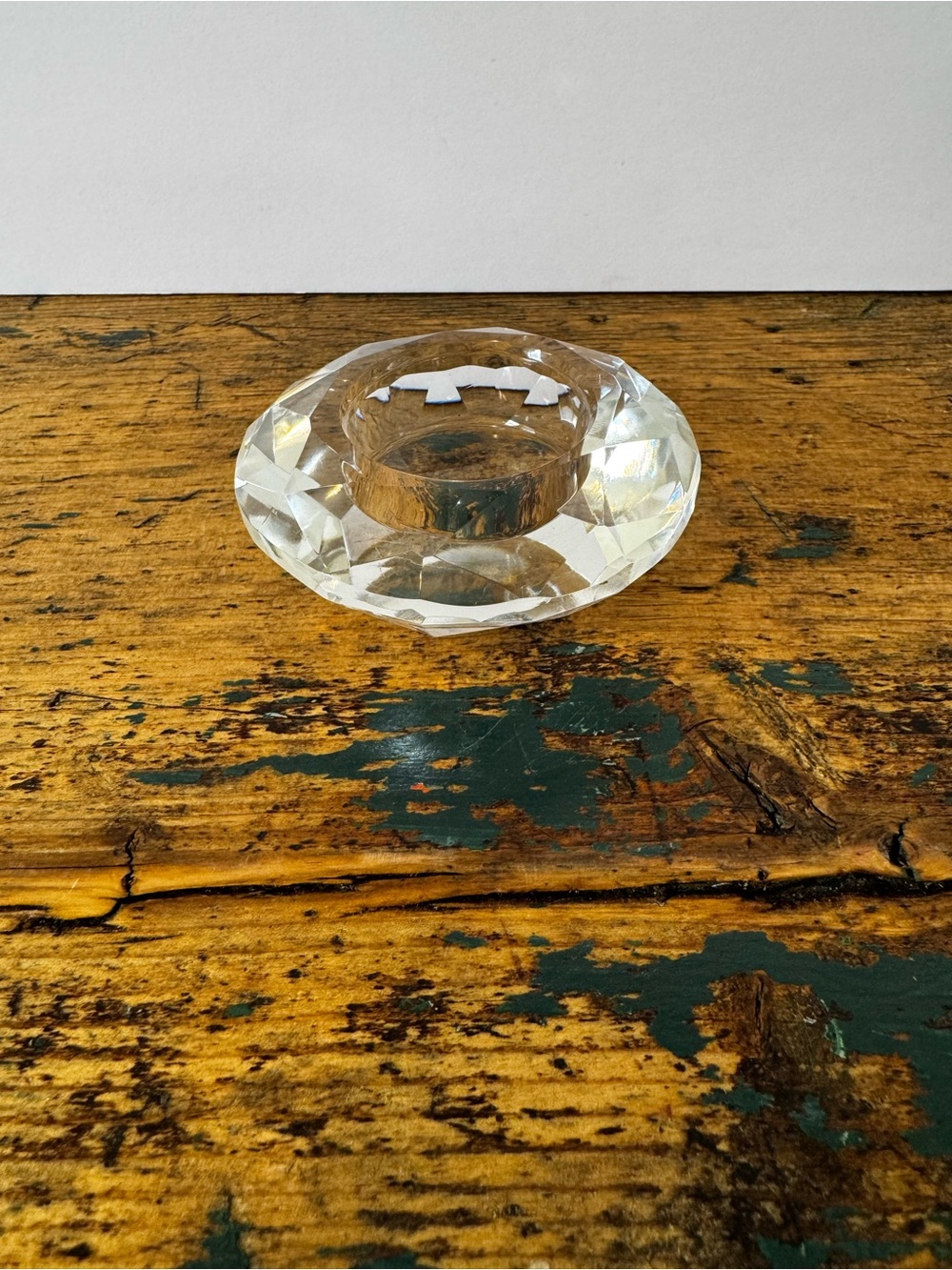 Crystal Faceted Tealight Candle Holder - Clear